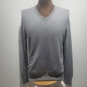 Banana Republic Mens Luxury Blend Gray VNeck Sweater Medium Silk Cotton Cashmere